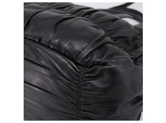 Borsa a mano PRADA Nappa Goful in pelle 2way Nero Oro BN1407 Auth 198604A D'oro - vista 14