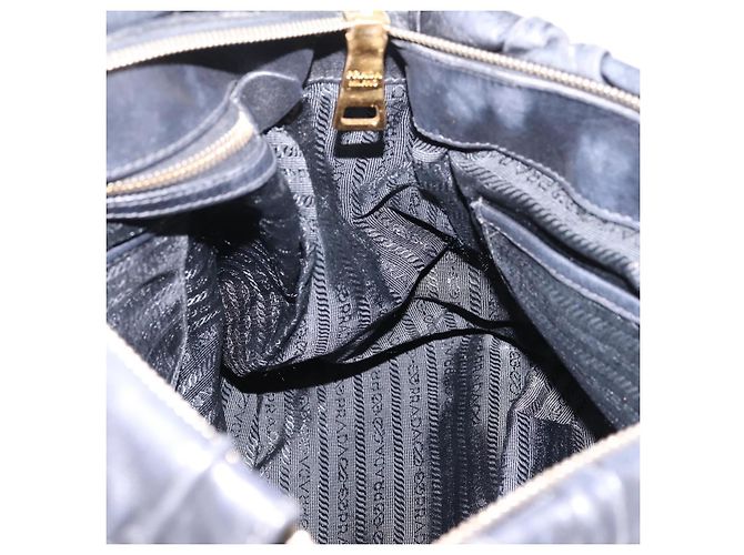 Borsa a mano PRADA Nappa Goful in pelle 2way Nero Oro BN1407 Auth 198604A D'oro - vista 21