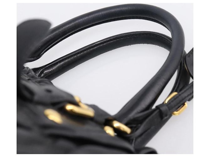 Borsa a mano PRADA Nappa Goful in pelle 2way Nero Oro BN1407 Auth 198604A D'oro - vista 8