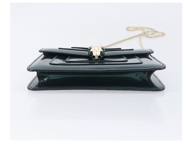 Bulgari Borsa a catena BVLGARI Serpenti Forever in pelle verniciata Verde Oro Auth 200301V - vista 10