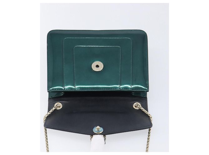 Bulgari Borsa a catena BVLGARI Serpenti Forever in pelle verniciata Verde Oro Auth 200301V - vista 17