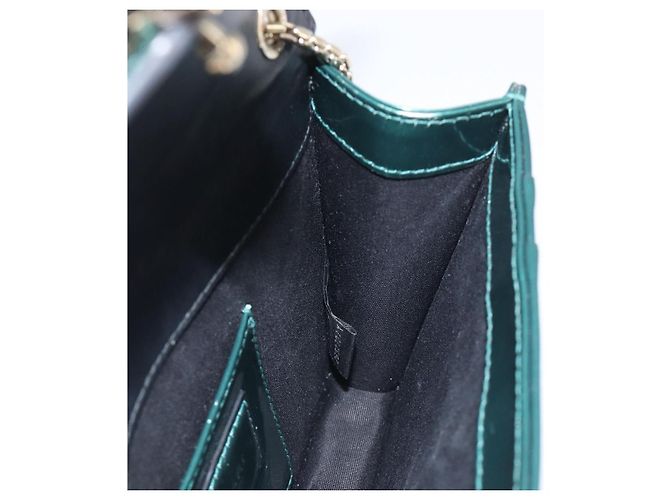 Bulgari Borsa a catena BVLGARI Serpenti Forever in pelle verniciata Verde Oro Auth 200301V - vista 20