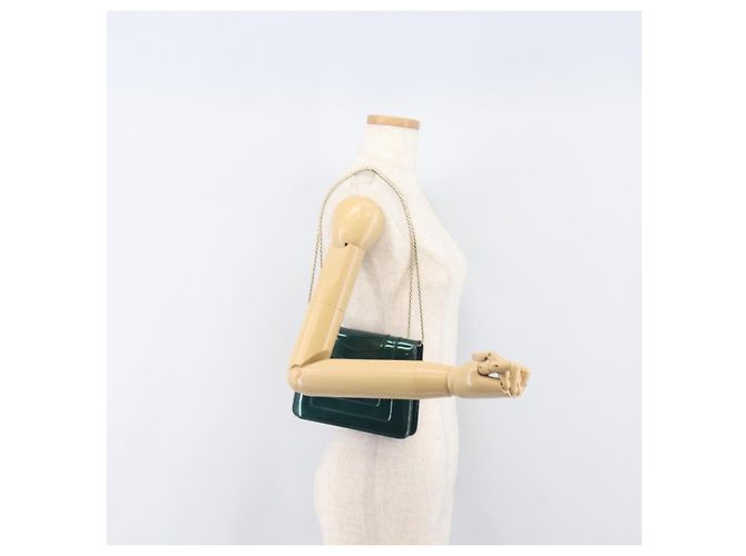 Bulgari Borsa a catena BVLGARI Serpenti Forever in pelle verniciata Verde Oro Auth 200301V - vista 26