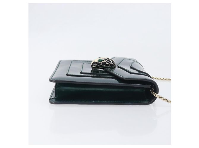 Bulgari Borsa a catena BVLGARI Serpenti Forever in pelle verniciata Verde Oro Auth 200301V - vista 4