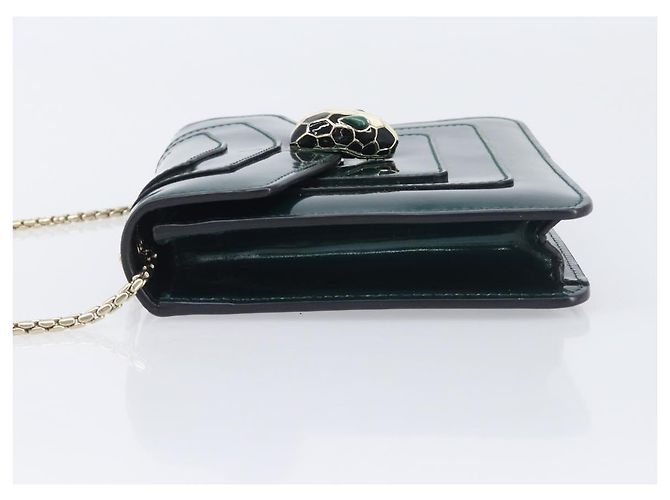 Bulgari Borsa a catena BVLGARI Serpenti Forever in pelle verniciata Verde Oro Auth 200301V - vista 5