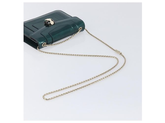Bulgari Borsa a catena BVLGARI Serpenti Forever in pelle verniciata Verde Oro Auth 200301V - vista 7