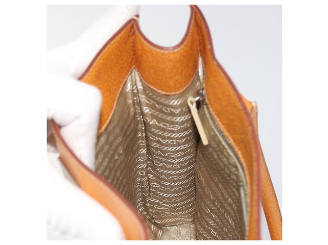 Borsa a mano PRADA in pelle 2way Beige Argento Auth 197158 - vista 19