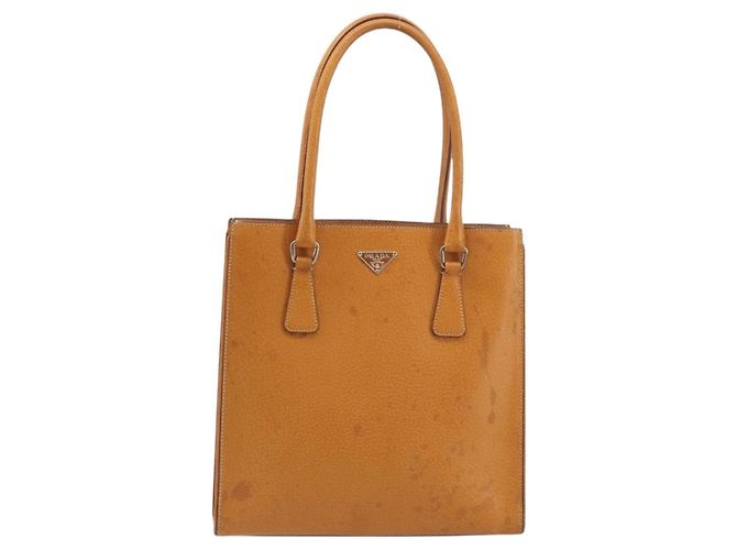 Borsa a mano PRADA in pelle 2way Beige Argento Auth 197158 - vista 2