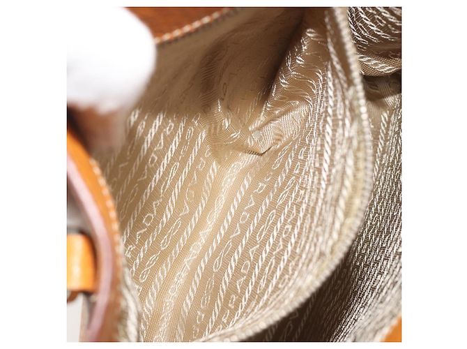 Borsa a mano PRADA in pelle 2way Beige Argento Auth 197158 - vista 21