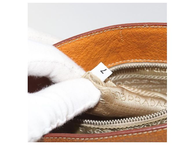 Borsa a mano PRADA in pelle 2way Beige Argento Auth 197158 - vista 22