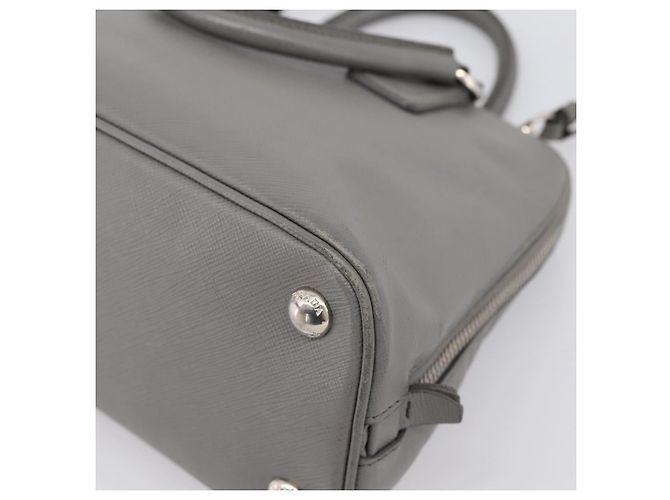 Borsa a Mano PRADA Saffiano 2way Grigio Argento Auth 198967A Marrone - vista 13