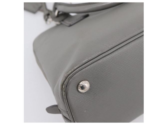 Borsa a Mano PRADA Saffiano 2way Grigio Argento Auth 198967A Marrone - vista 14