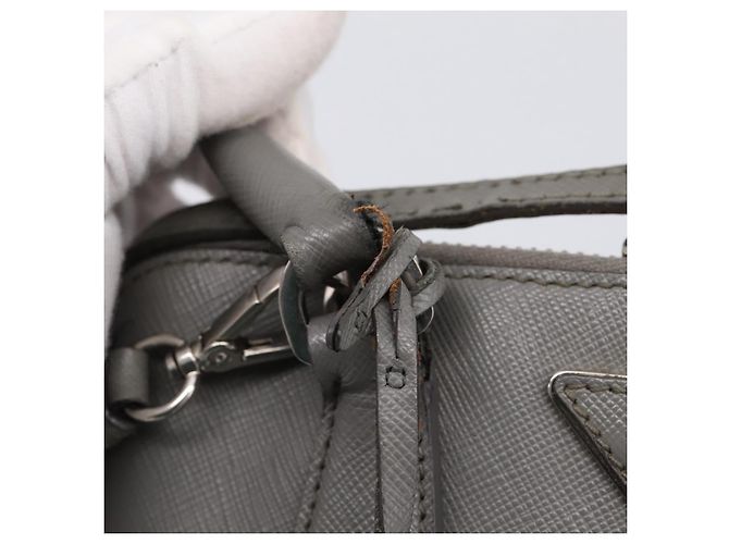 Borsa a Mano PRADA Saffiano 2way Grigio Argento Auth 198967A Marrone - vista 17