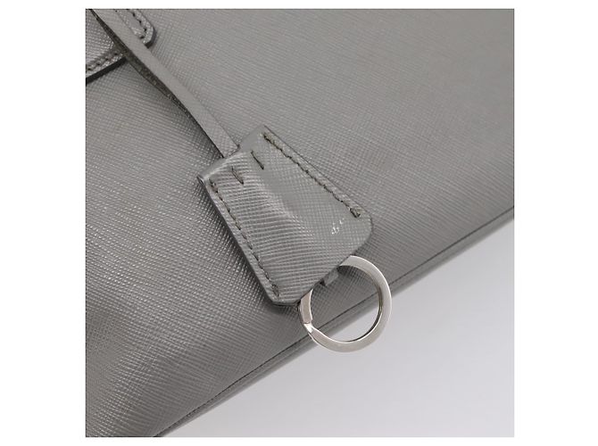 Borsa a Mano PRADA Saffiano 2way Grigio Argento Auth 198967A Marrone - vista 18