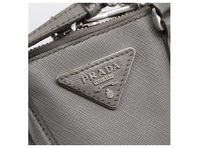 Borsa a Mano PRADA Saffiano 2way Grigio Argento Auth 198967A Marrone - vista 19