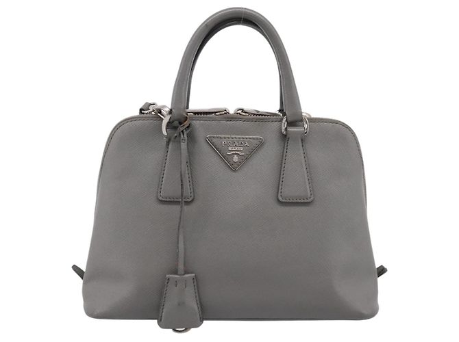 Borsa a Mano PRADA Saffiano 2way Grigio Argento Auth 198967A Marrone - vista 2
