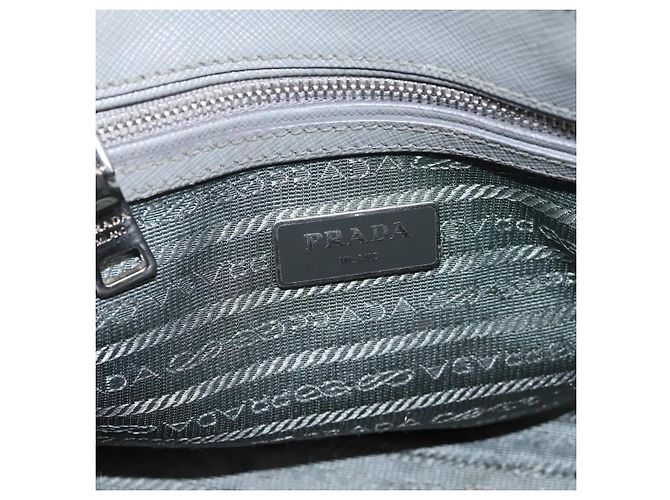 Borsa a Mano PRADA Saffiano 2way Grigio Argento Auth 198967A Marrone - vista 21