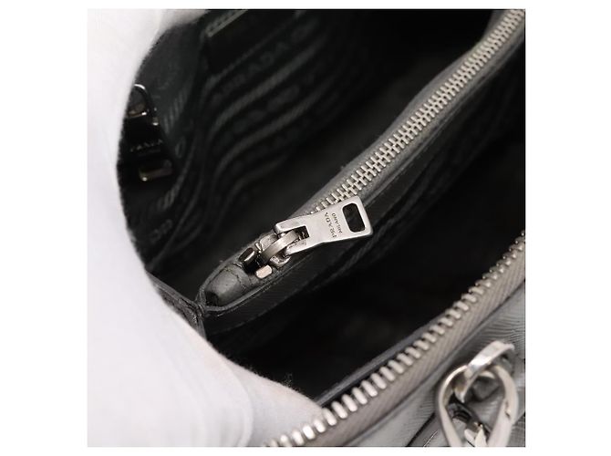 Borsa a Mano PRADA Saffiano 2way Grigio Argento Auth 198967A Marrone - vista 29