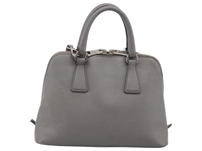 Borsa a Mano PRADA Saffiano 2way Grigio Argento Auth 198967A Marrone - vista 3