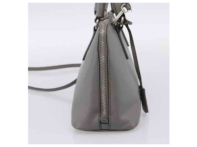 Borsa a Mano PRADA Saffiano 2way Grigio Argento Auth 198967A Marrone - vista 4