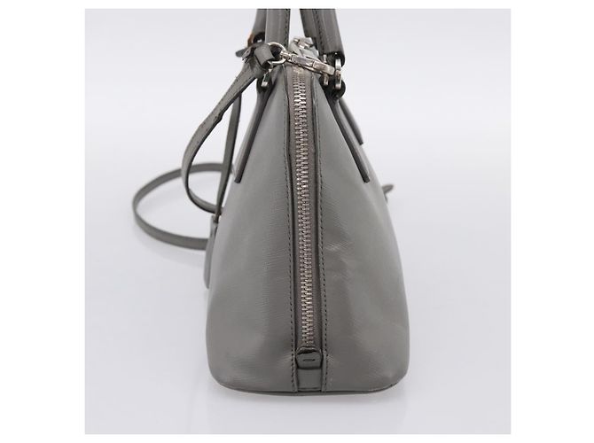 Borsa a Mano PRADA Saffiano 2way Grigio Argento Auth 198967A Marrone - vista 5