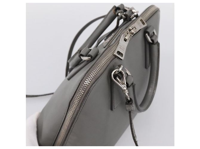 Borsa a Mano PRADA Saffiano 2way Grigio Argento Auth 198967A Marrone - vista 6