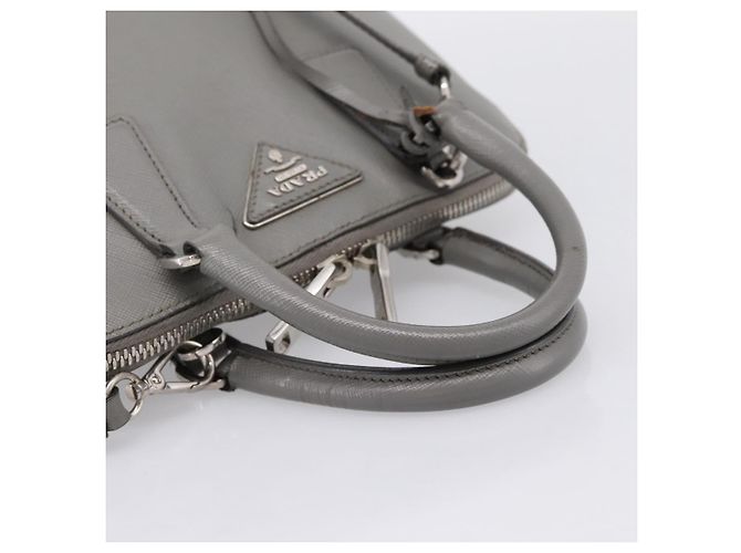 Borsa a Mano PRADA Saffiano 2way Grigio Argento Auth 198967A Marrone - vista 7