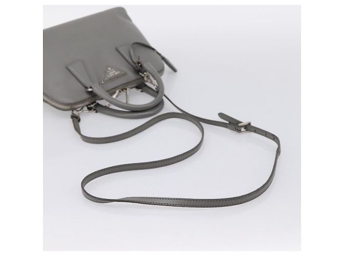 Borsa a Mano PRADA Saffiano 2way Grigio Argento Auth 198967A Marrone - vista 9