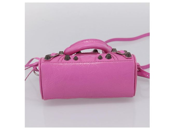 BALENCIAGA Borsa Le Cagole Nano Duffel Bag in pelle 2way Rosa 792599 Auth SW2670SAM - vista 11