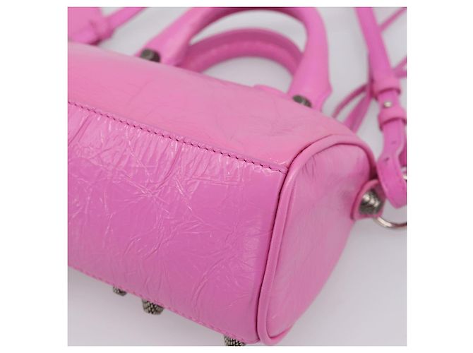 BALENCIAGA Borsa Le Cagole Nano Duffel Bag in pelle 2way Rosa 792599 Auth SW2670SAM - vista 14