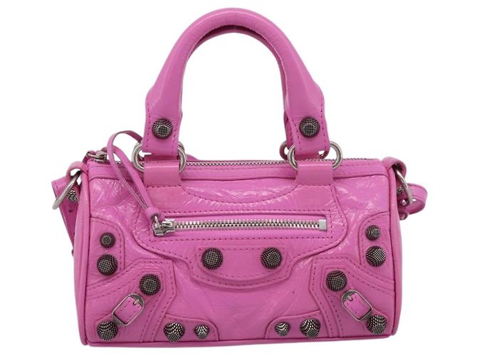 BALENCIAGA Borsa Le Cagole Nano Duffel Bag in pelle 2way Rosa 792599 Auth SW2670SAM - vista 2