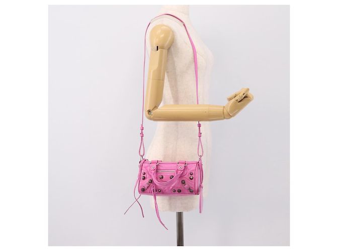 BALENCIAGA Borsa Le Cagole Nano Duffel Bag in pelle 2way Rosa 792599 Auth SW2670SAM - vista 25