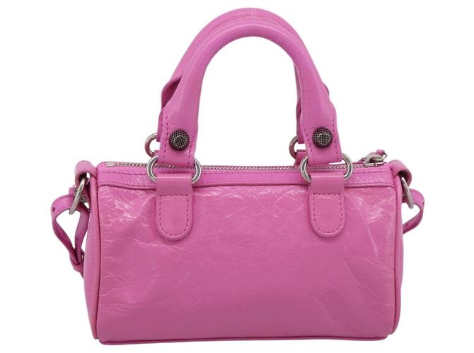 BALENCIAGA Borsa Le Cagole Nano Duffel Bag in pelle 2way Rosa 792599 Auth SW2670SAM - vista 3