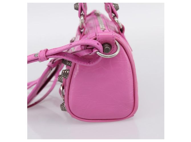 BALENCIAGA Borsa Le Cagole Nano Duffel Bag in pelle 2way Rosa 792599 Auth SW2670SAM - vista 5