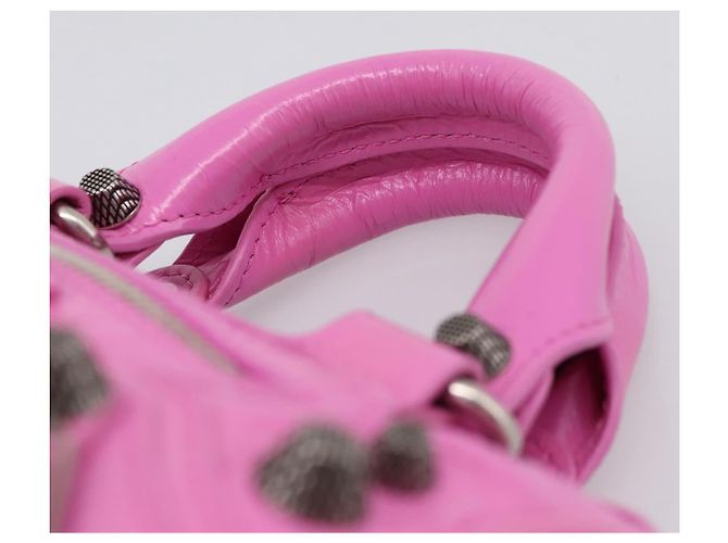BALENCIAGA Borsa Le Cagole Nano Duffel Bag in pelle 2way Rosa 792599 Auth SW2670SAM - vista 8