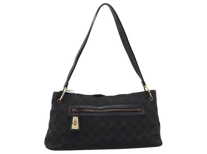 Borsa a tracolla GUCCI GG Canvas Nero Oro 90699 Auth 199100 D'oro - vista 2