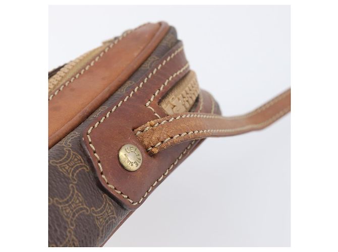 Céline Borsa a tracolla CELINE Macadam PVC Pelle Marrone Tono Oro Auth 200183 - vista 11