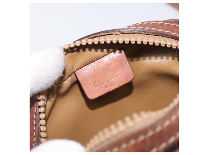 Céline Borsa a tracolla CELINE Macadam PVC Pelle Marrone Tono Oro Auth 200183 - vista 19