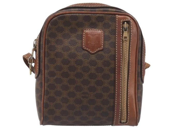 Céline Borsa a tracolla CELINE Macadam PVC Pelle Marrone Tono Oro Auth 200183 - vista 2
