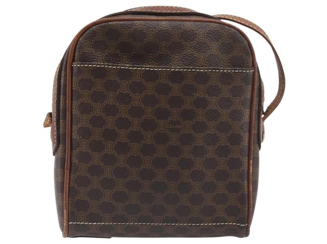 Céline Borsa a tracolla CELINE Macadam PVC Pelle Marrone Tono Oro Auth 200183 - vista 3