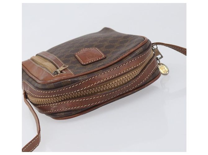 Céline Borsa a tracolla CELINE Macadam PVC Pelle Marrone Tono Oro Auth 200183 - vista 6