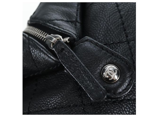 Borsa a tracolla CHANEL Chain Matelasse Pelle Caviar Nero Argento CC Auth yk20796SAV - vista 16