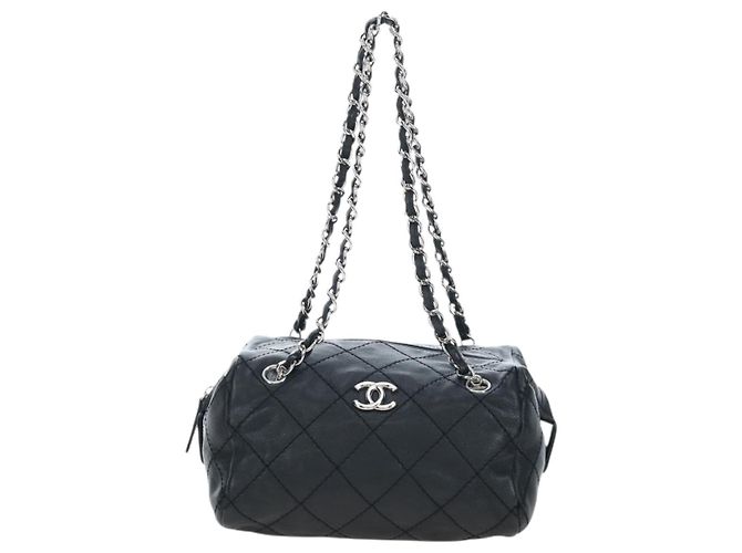 Borsa a tracolla CHANEL Chain Matelasse Pelle Caviar Nero Argento CC Auth yk20796SAV - vista 2