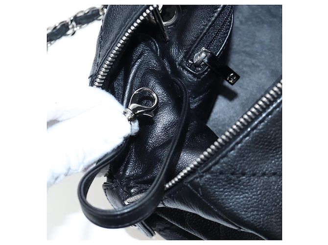 Borsa a tracolla CHANEL Chain Matelasse Pelle Caviar Nero Argento CC Auth yk20796SAV - vista 21