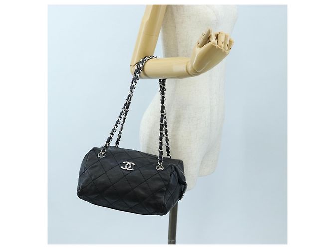 Borsa a tracolla CHANEL Chain Matelasse Pelle Caviar Nero Argento CC Auth yk20796SAV - vista 25