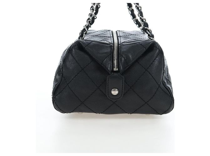 Borsa a tracolla CHANEL Chain Matelasse Pelle Caviar Nero Argento CC Auth yk20796SAV - vista 4