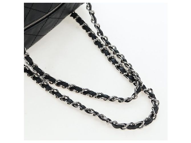 Borsa a tracolla CHANEL Chain Matelasse Pelle Caviar Nero Argento CC Auth yk20796SAV - vista 7