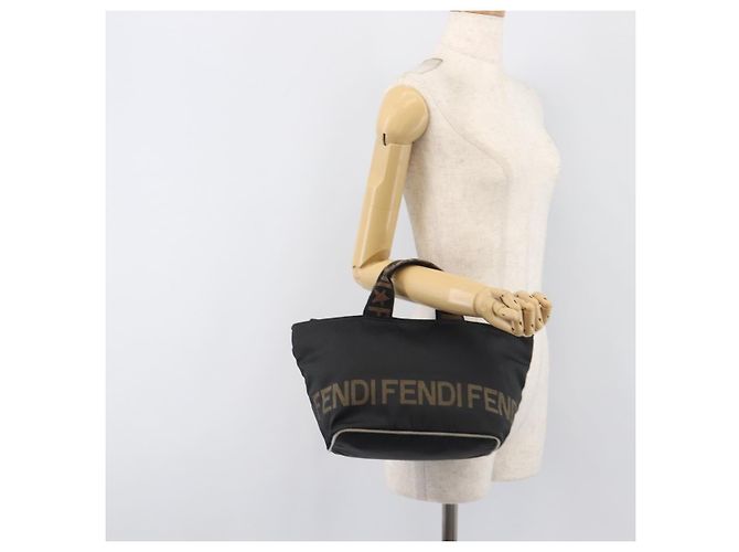 Borsa a mano FENDI Canvas Black Gold Auth 199578 Nero D'oro - vista 20