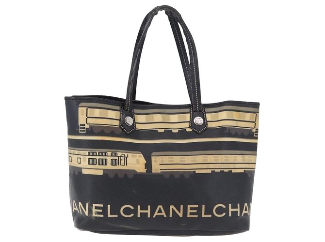 Borsa Tote CHANEL Central Station PVC Pelle Nero Argento CC Auth BA15317 - vista 2