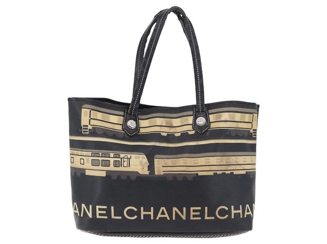 Borsa Tote CHANEL Central Station PVC Pelle Nero Argento CC Auth BA15317 - vista 3